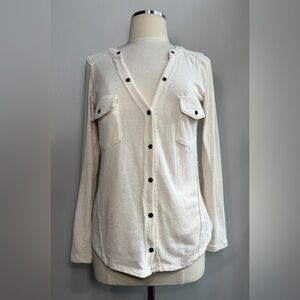 We The Free Cream Button-Up Thermal Top Size Medium
